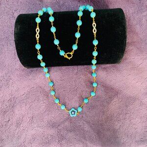 Evil Eye One-of-a-Kind Rhinestone Charm & Magnesite Chain Necklace